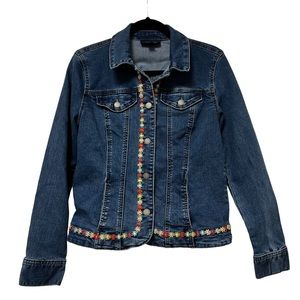 Charter Club Denim Jacket with Flower Detailing Women’s Size S